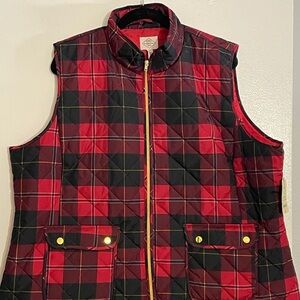 Red and Black Plaid Quilted Vest 2X